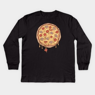 National Pizza Day Drip Kids Long Sleeve T-Shirt